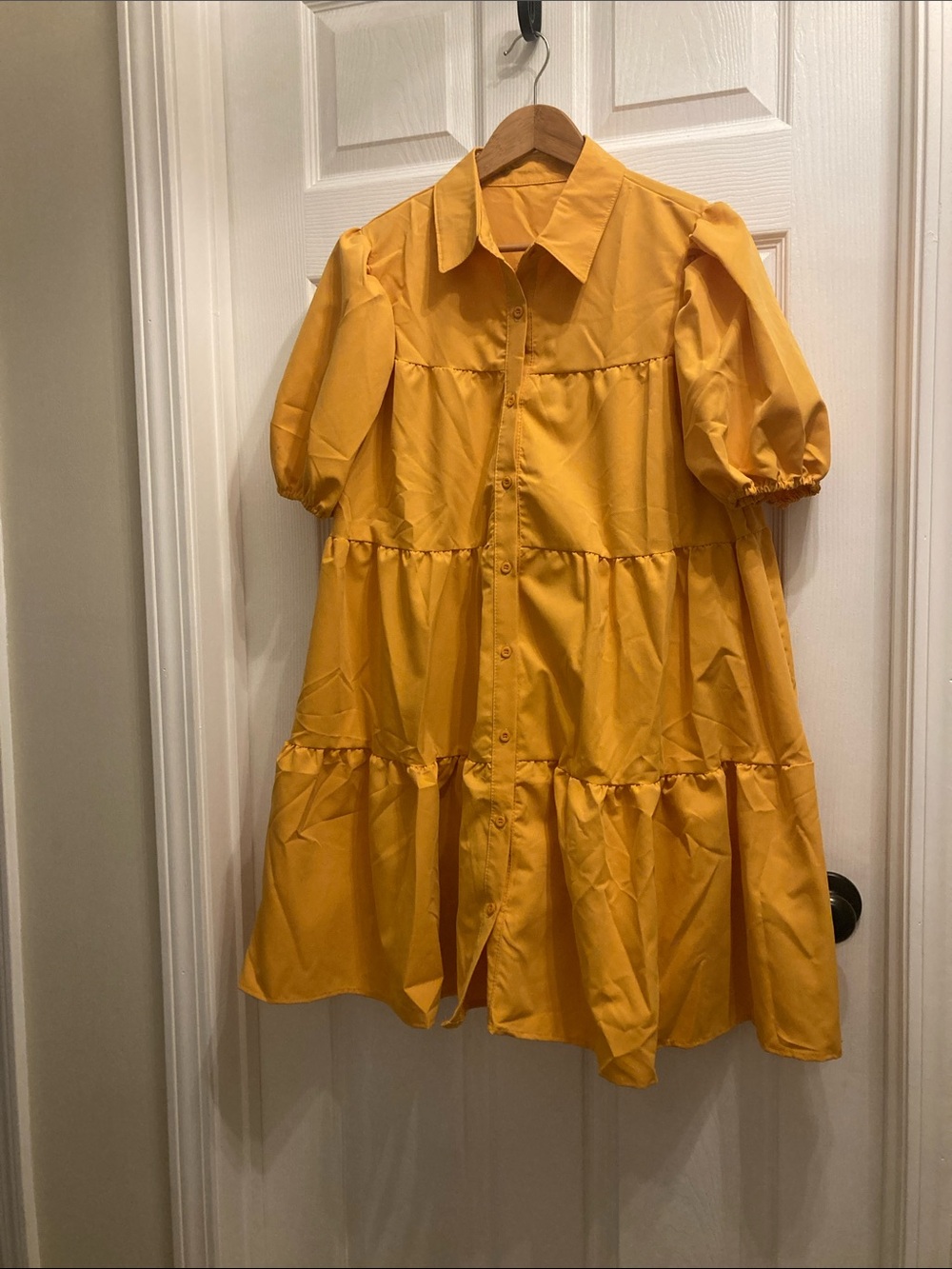 Bright Mustard Tiered Button-Down Dress NWOT size XL